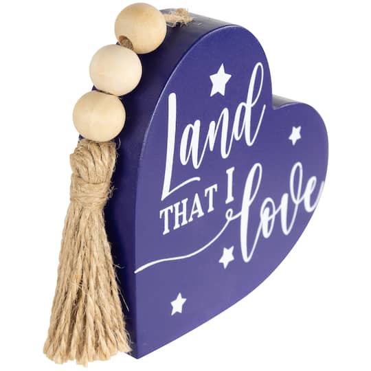 4" Patriotic Hearts Tabletop Sign Set